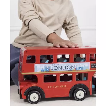 Autobuz londonez, Le Toy Van, rosu, din lemn, 3 ani+