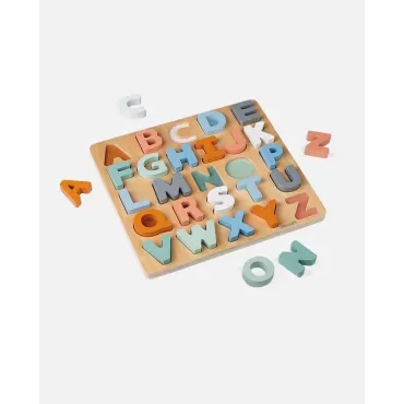 Puzzle alfabetic, Janod, din lemn, multicolor, 2-6 ani