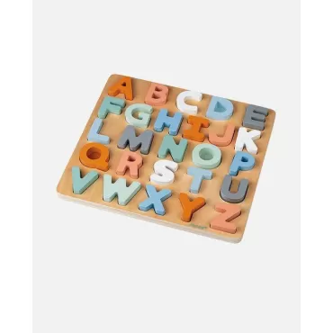 Puzzle alfabetic, Janod, din lemn, multicolor, 2-6 ani