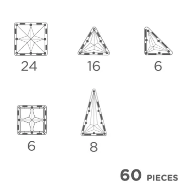 Set de constructie magnetic - Original Pack Intense | 60 Piese CLEVERCLIXX