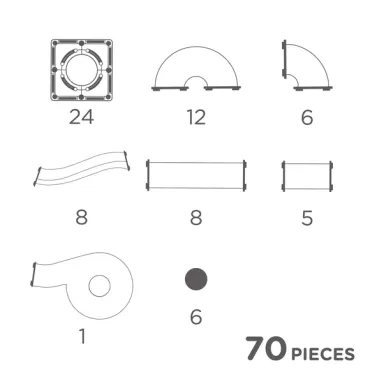 Set de constructie magnetic- Ball Run Creative Pack Pastel | 70 Piese CLEVERCLIXX