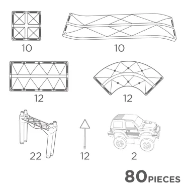 Set de Constructie Magnetic - Large Race Track Pastel | 80 Piese CLEVERCLIXX