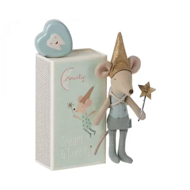 Tooth Fairy Mouse In Matchbox - Blue