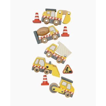 Set masini de constructii, Le Toy Van, din lemn, 5 bucati