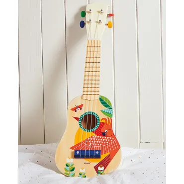 Ukulele din lemn, Janod, Gioia, 4 corzi, 3 ani+