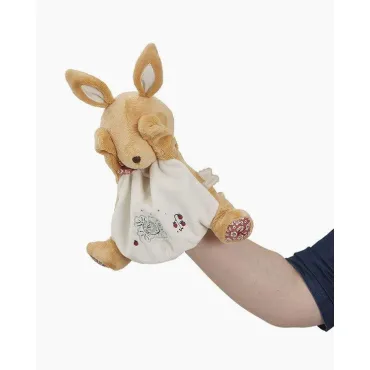 Jucarie marioneta doudou, Kaloo, iepuras, din plus, 24 cm