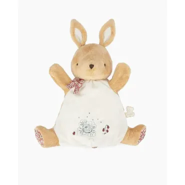 Jucarie marioneta doudou, Kaloo, iepuras, din plus, 24 cm