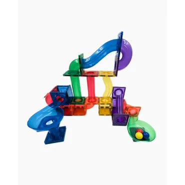 Set de constructie magnetic, Learn & Grow, Extensie Ball Run, 88 piese, 3 ani+