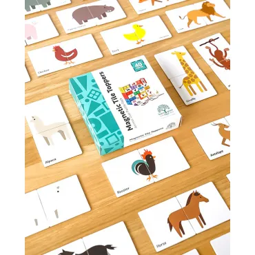 Set magnetic, Learn & Grow, Toppers Animal Duo Puzzle, 40 piese, 3 ani+