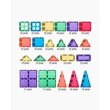 Set de constructie magnetic, Learn & Grow, 64 piese, 3 ani+