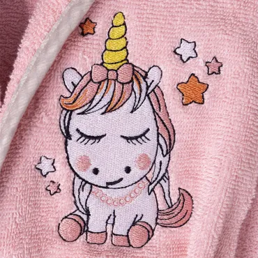 Halat de baie, Roz cu unicorn, Interbaby, 2-4 ani