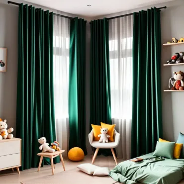 Draperie de catifea, cu blackout, 150 cm x 2/ 245 cm inaltime, culoare verde smarald