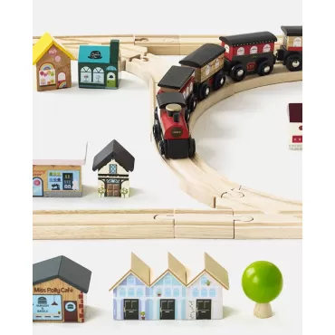 Set tren londonez, Le Toy Van, cu sine si accesorii, 120 piese