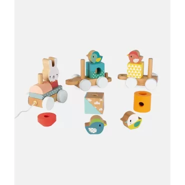 Puzzle tip tren, Janod, din lemn, multicolor, 12 luni+